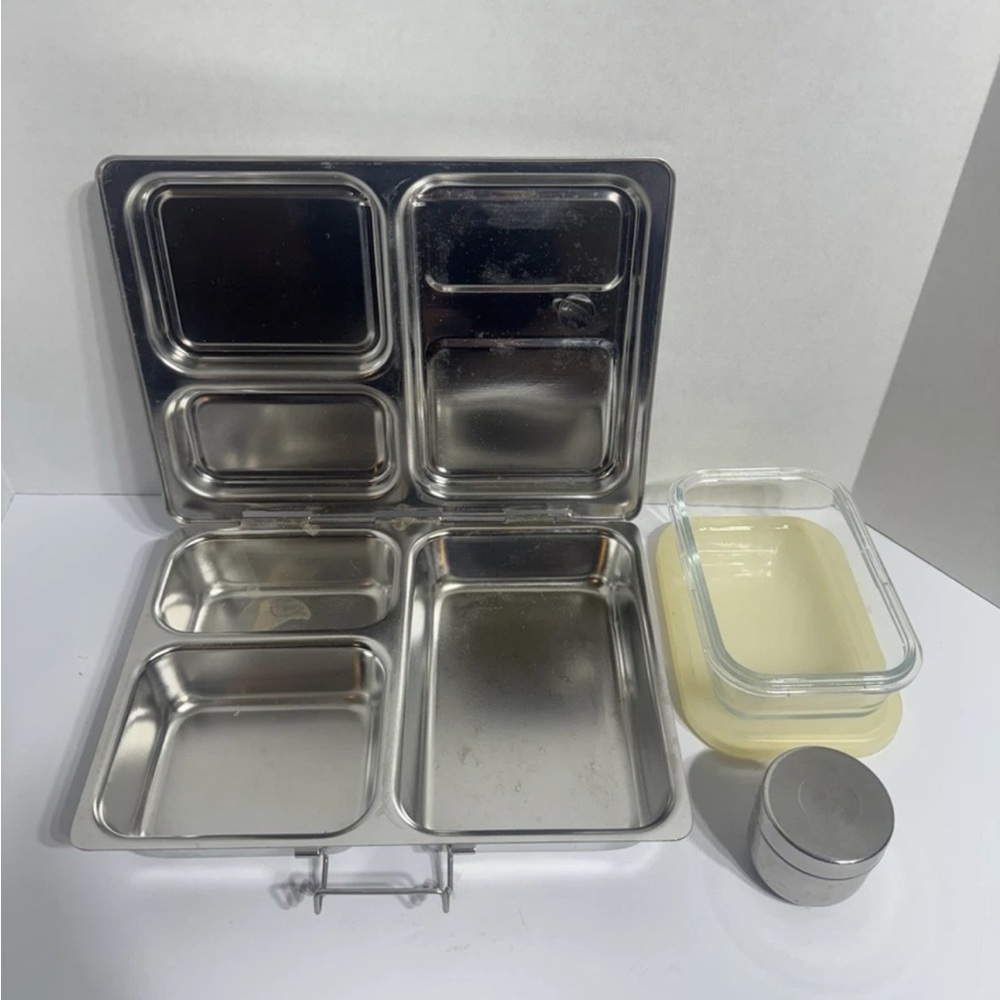 Planet Box Launch Stainless Steel Food Storage Tray Set with Glass Container